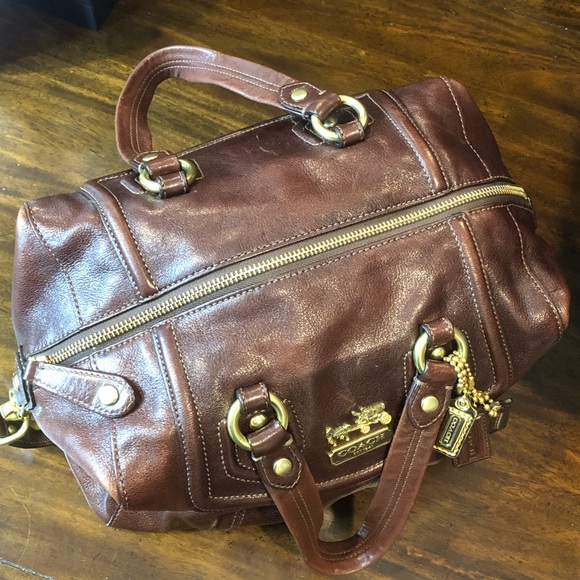 COACH Vintage Large Full Grain Brown Leather Top Handle Shoulder Bag NWOT - Picture 6 of 17